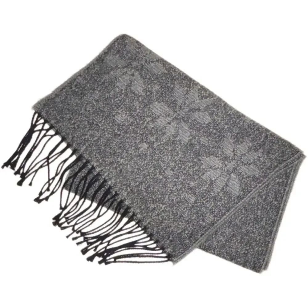 NWT Cejon Women's Gray Scarf Snowflake Pattern Heather Gray w/ fringe wrap scarf